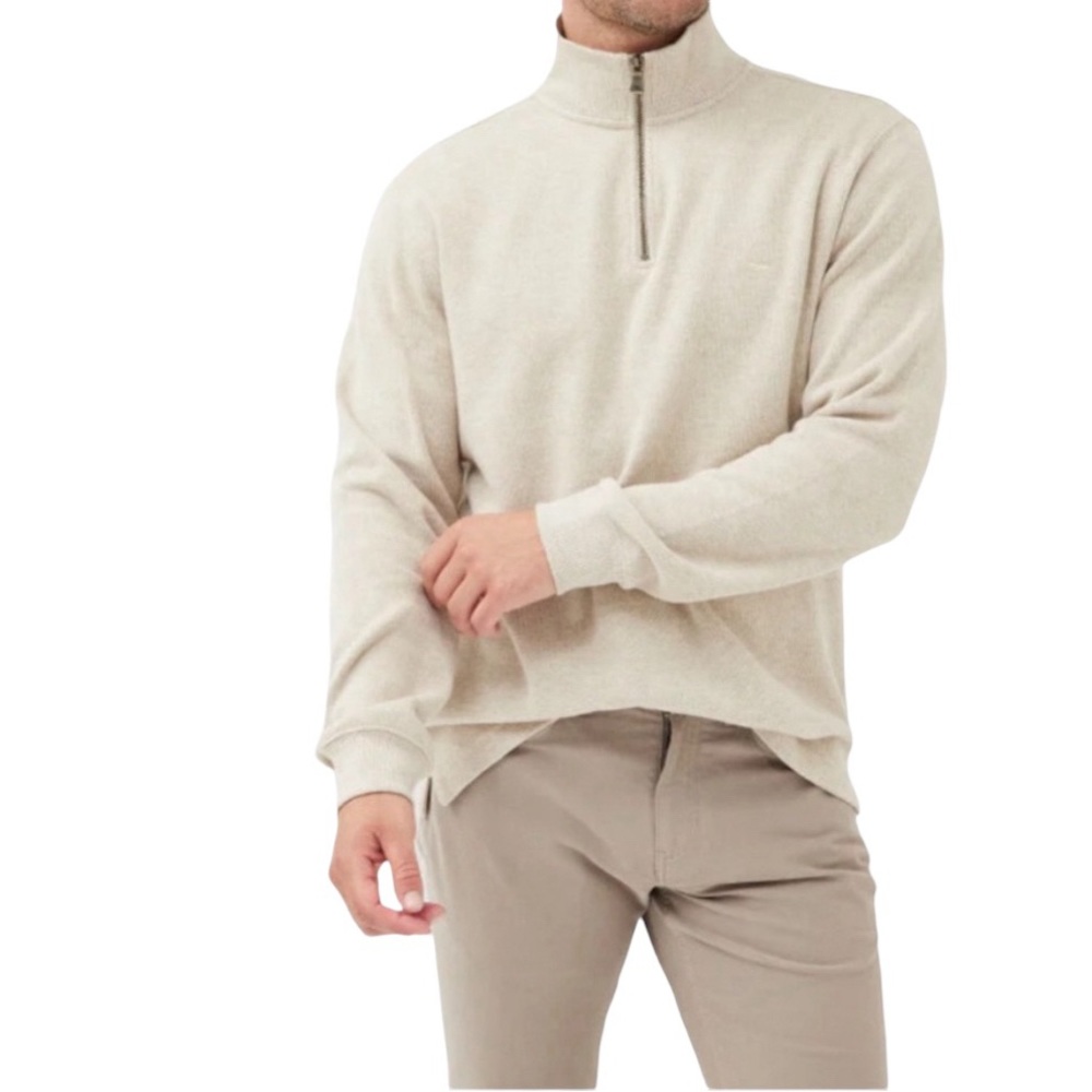 Rodd & Gunn Alton Ave Sweatshirt Camel Mens 3XL Quarter Zip Mock Neck Cotton